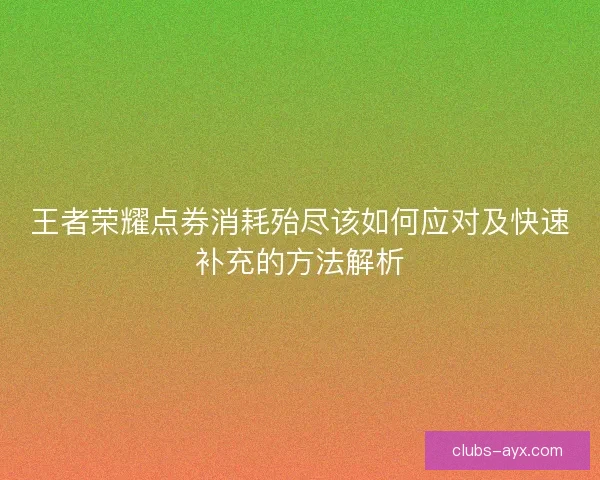 王者荣耀点券消耗殆尽该如何应对及快速补充的方法解析