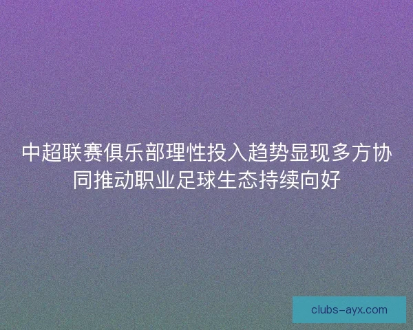 中超联赛俱乐部理性投入趋势显现多方协同推动职业足球生态持续向好 中超联赛俱乐部理性投入趋势显现多方协同推动职业足球生态持续向好