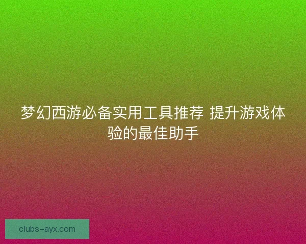 梦幻西游必备实用工具推荐 提升游戏体验的最佳助手