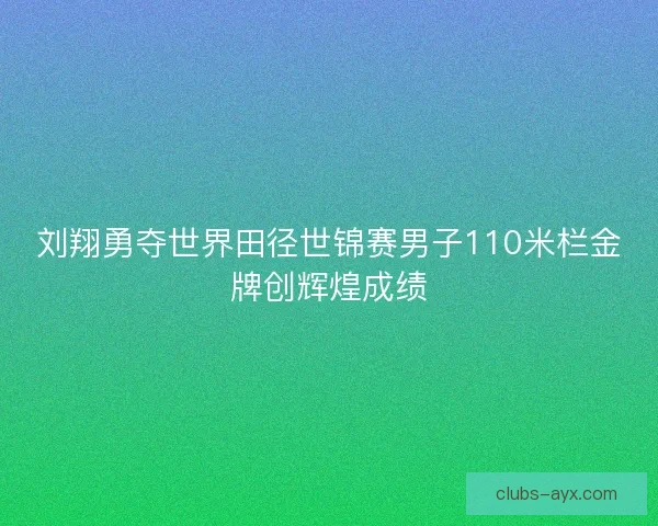 刘翔勇夺世界田径世锦赛男子110米栏金牌创辉煌成绩